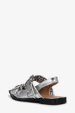 Ganni Silver Metallic Feminine Buckle Ballerinas