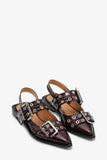 Ganni Burgundy Feminine Buckle Ballerinas